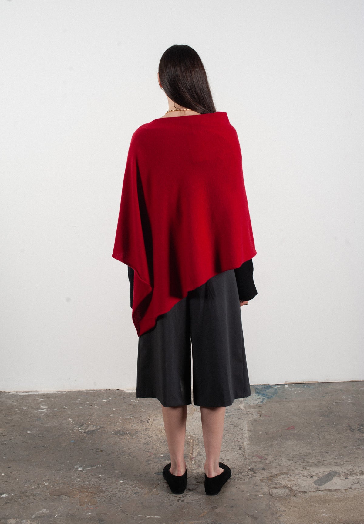 Poncho femme en cachemire rouge - LILLY 9