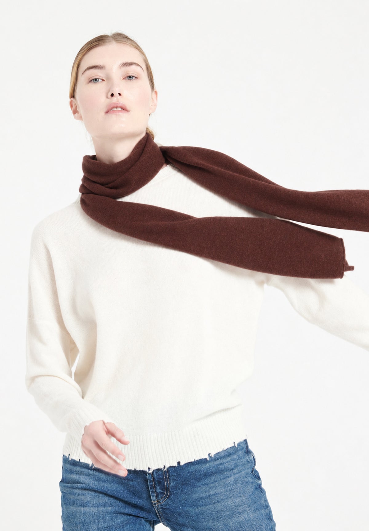 Écharpe unisex en cachemire marron - UNI 1