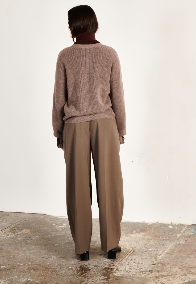 Cardigan cachemire et laine marron clair femme - KELLY 28 - Studio cashmere8