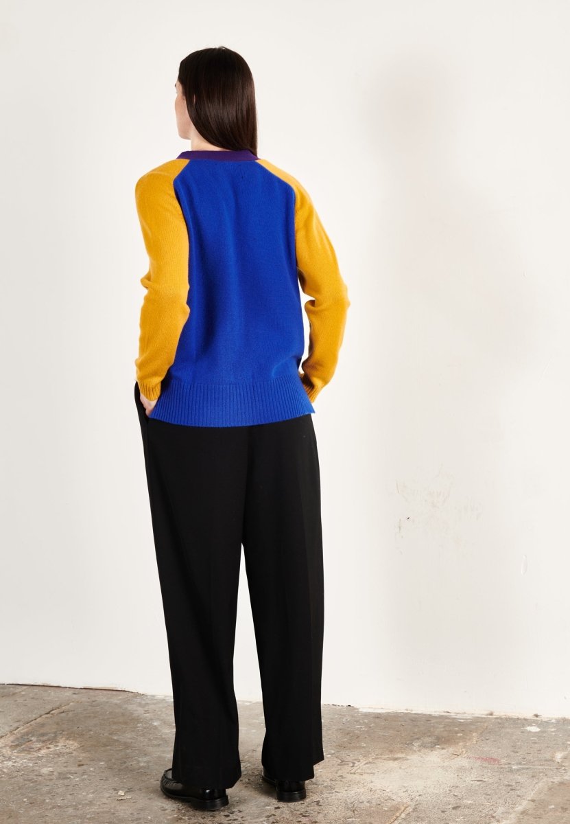 Cardigan col V cachemire 4 fils multicolore écru femme - ZAYA 16 - Studio cashmere8