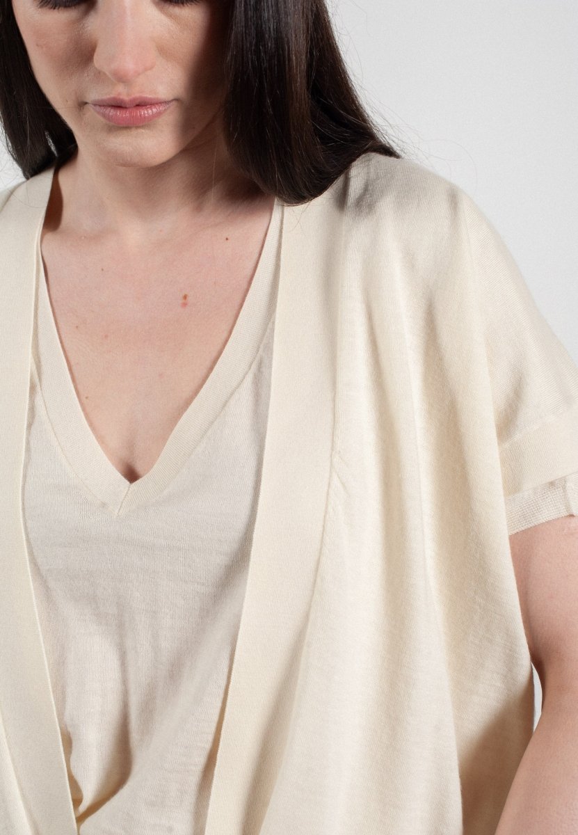 Gilet à manches courtes femme en cachemire & laine ultrafin blanc - KELLY 5 - Studio cashmere8