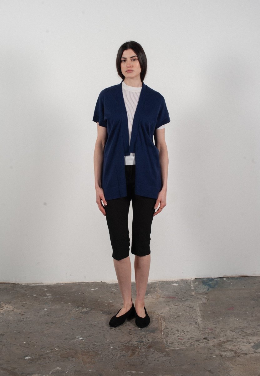 Gilet à manches courtes femme en cachemire & laine ultrafin bleu marine - KELLY 5 - Studio cashmere8