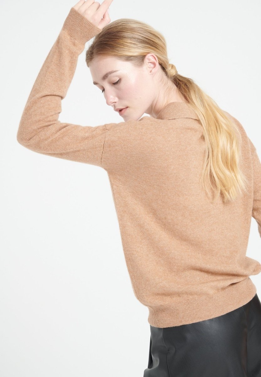 MIA 3 Polo manches longues en cachemire camel - Studio cashmere8