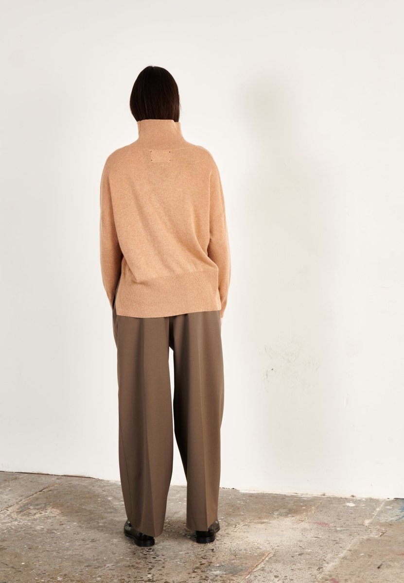 Pull col montant cachemire camel clair femme - ZAYA 13 - Studio cashmere8