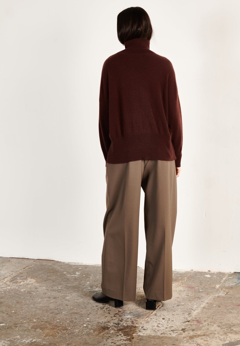 Pull col montant cachemire marron femme - ZAYA 13 - Studio cashmere8