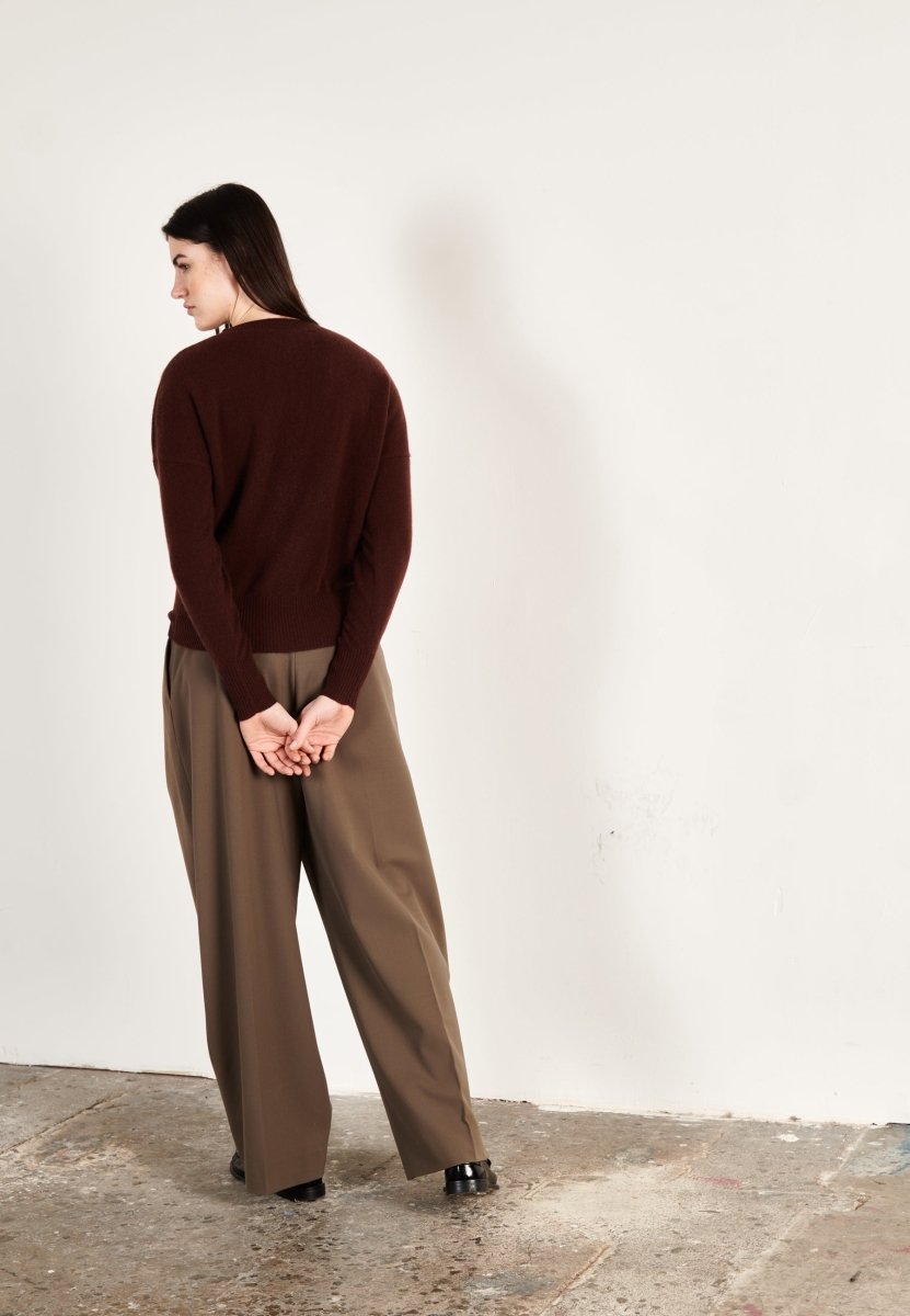 Pull col rond cachemire marron femme - HANA 2 - Studio cashmere8