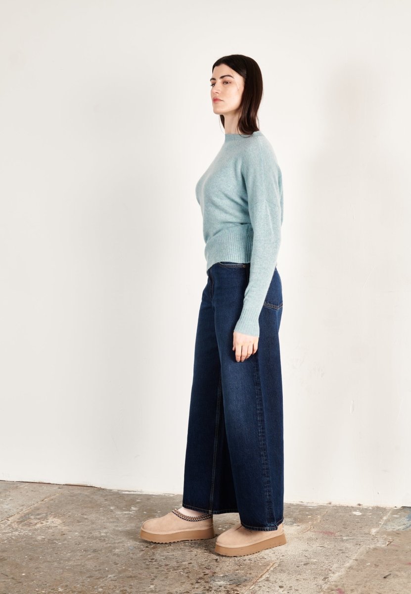 Pull col rond cachemire vert d'eau femme - RIA 2