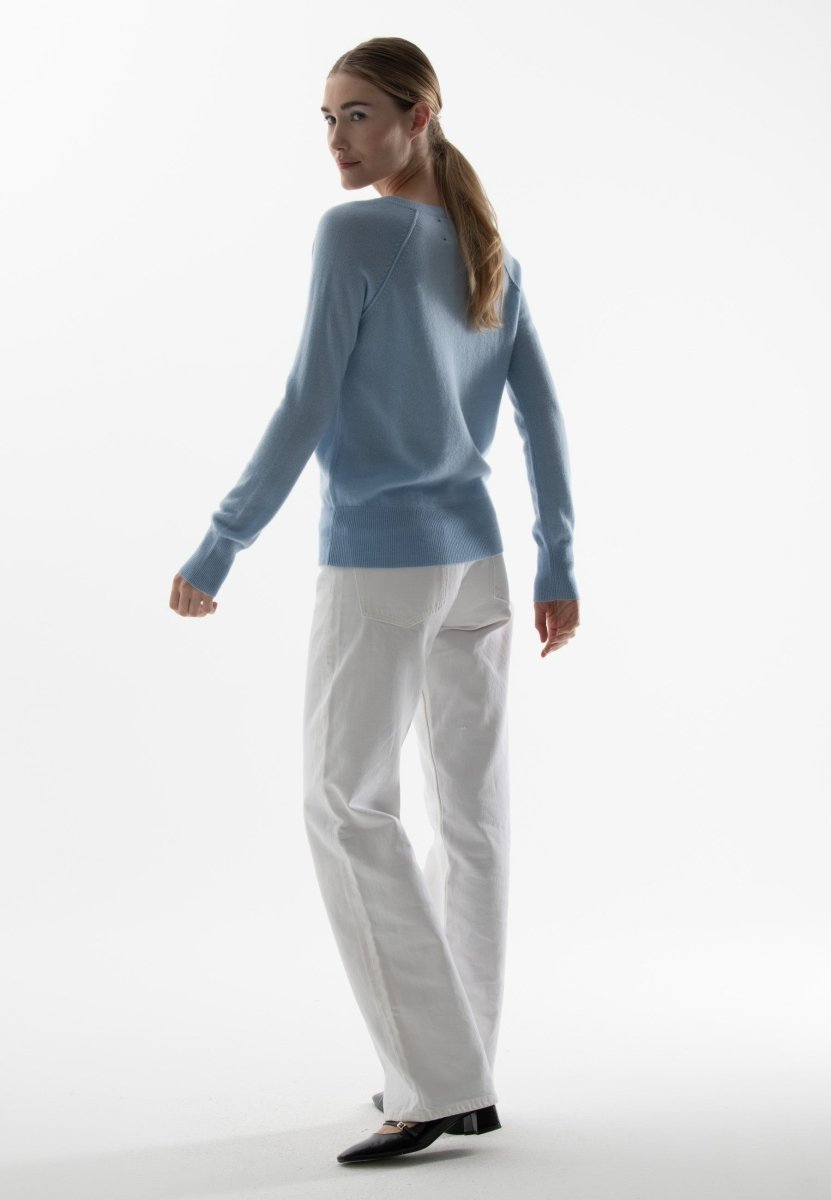 Pull col V cachemire baby blue femme - LILLY 6 - Studio cashmere8