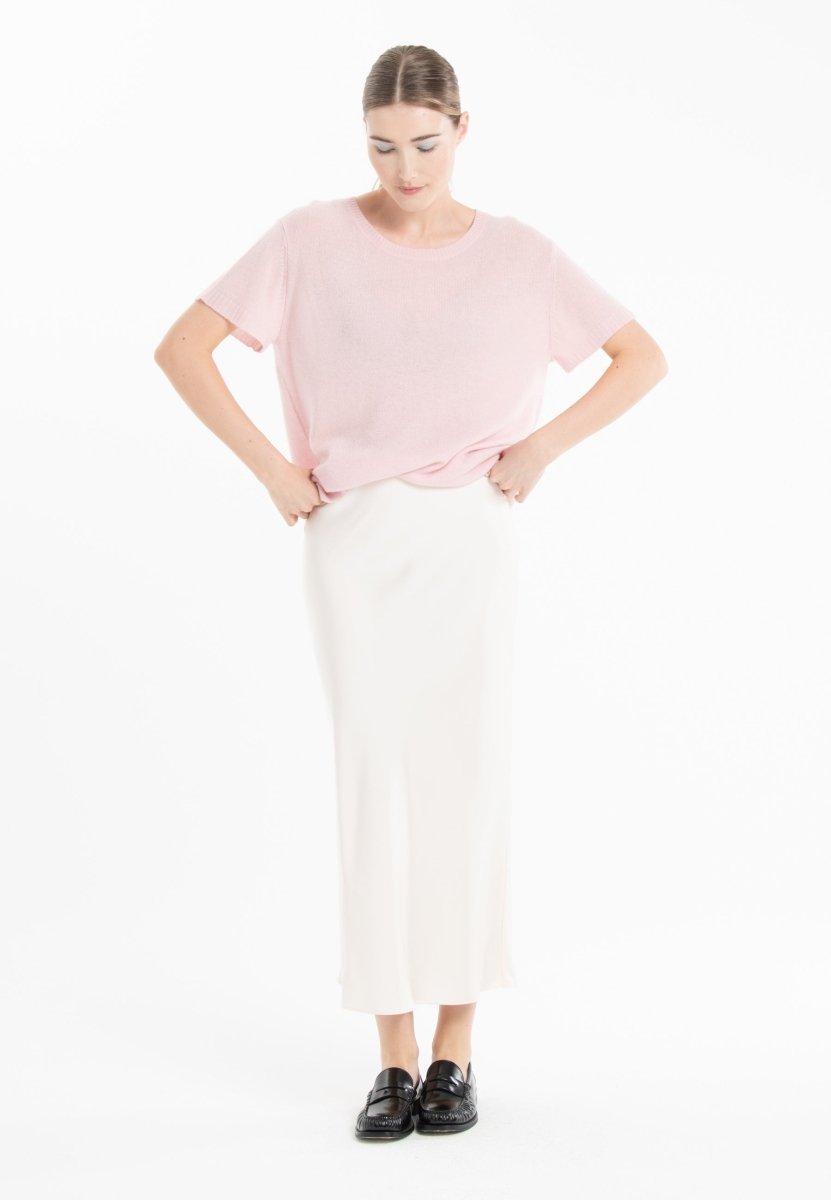 T-shirt col rond cachemire rose baby/imprimé femme - KELLY 14 - Studio cashmere8