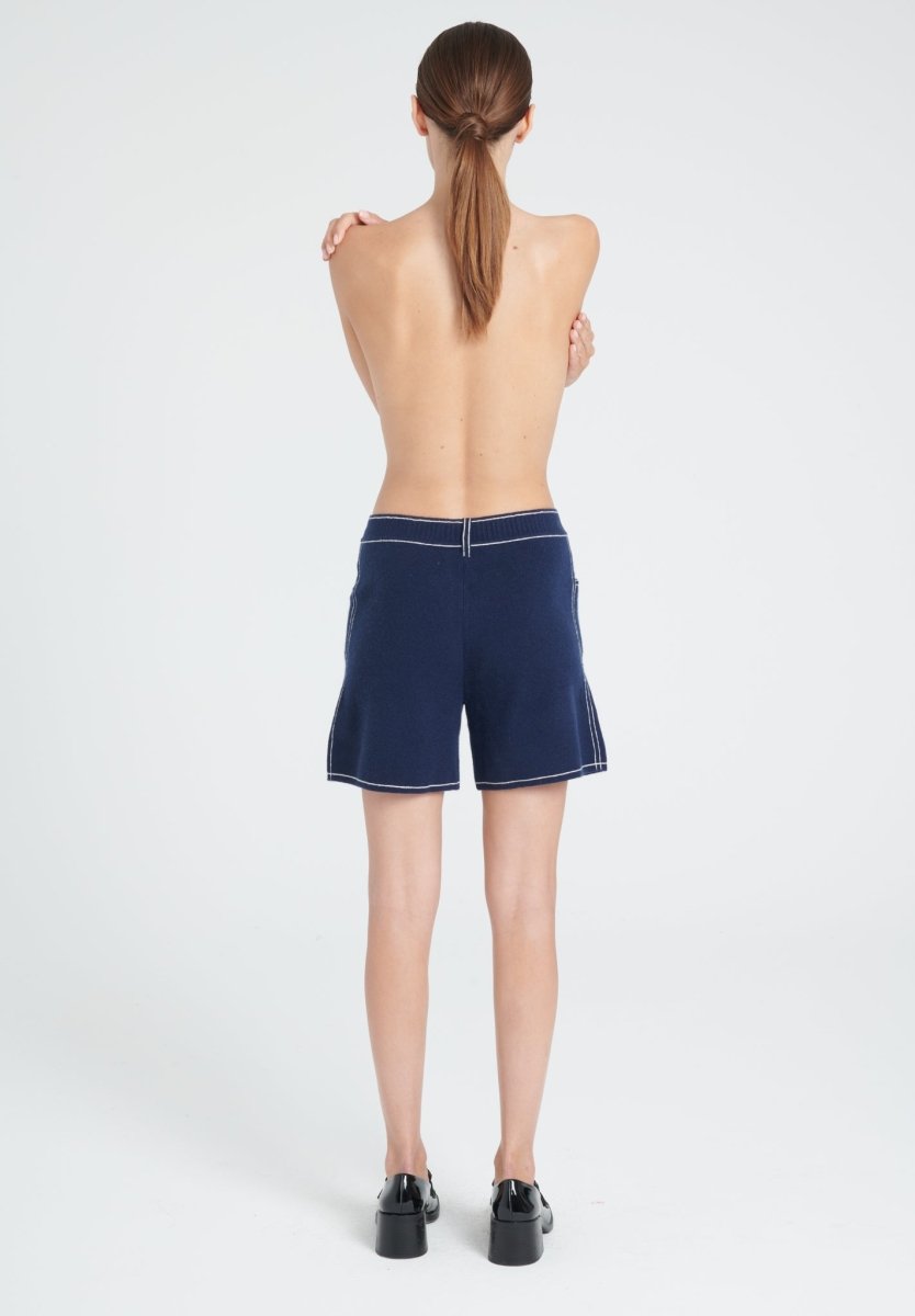 ZAYA 15 Short à maille milano en cachemire bleu marine - Studio cashmere8