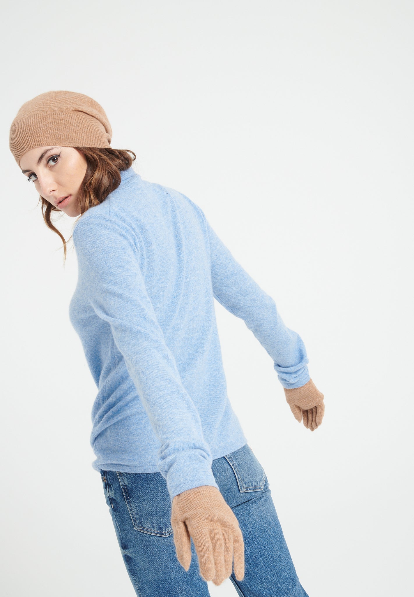 LILLY 3 Pull col roulé bleu ciel