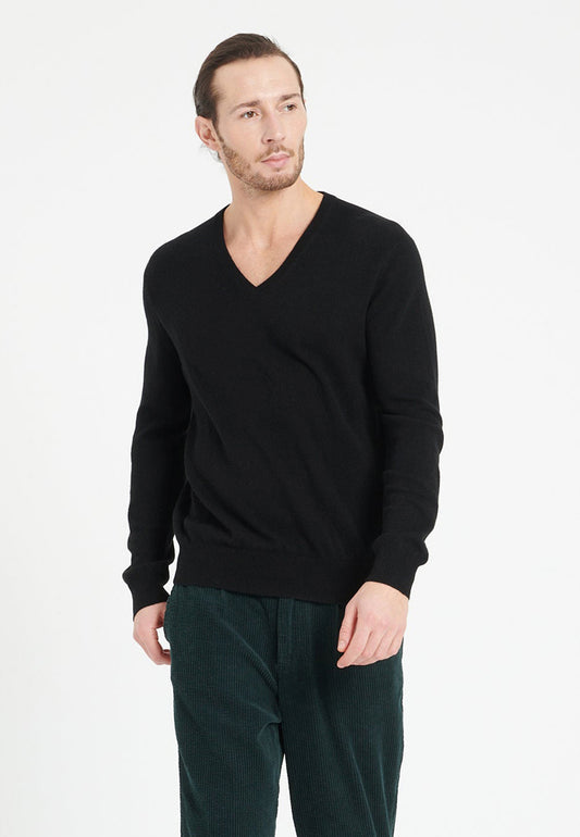 Pull col V homme en cachemire noir - LUKE 1