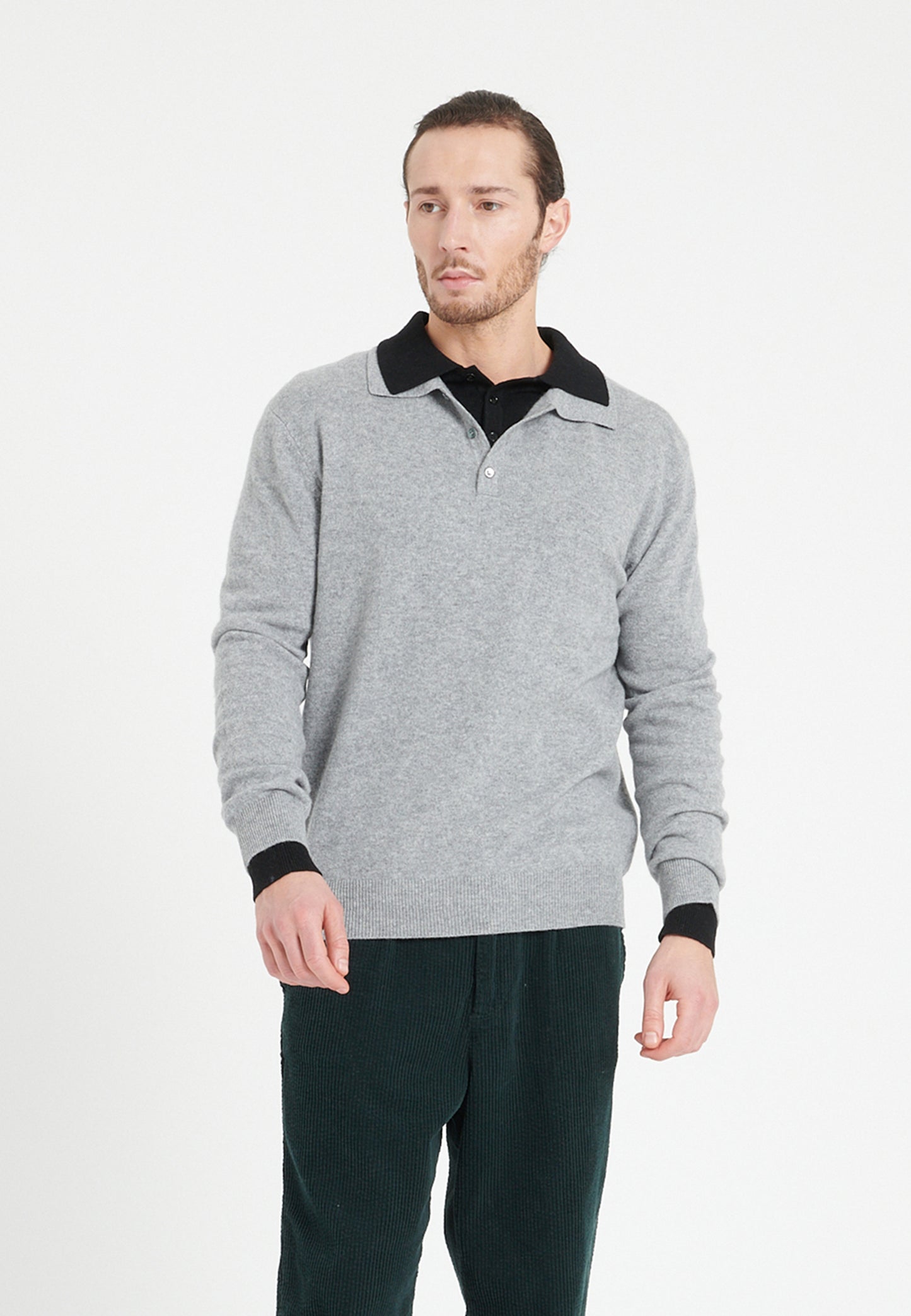 Hellgraues Kaschmir-Poloshirt für Herren - LUKE 5