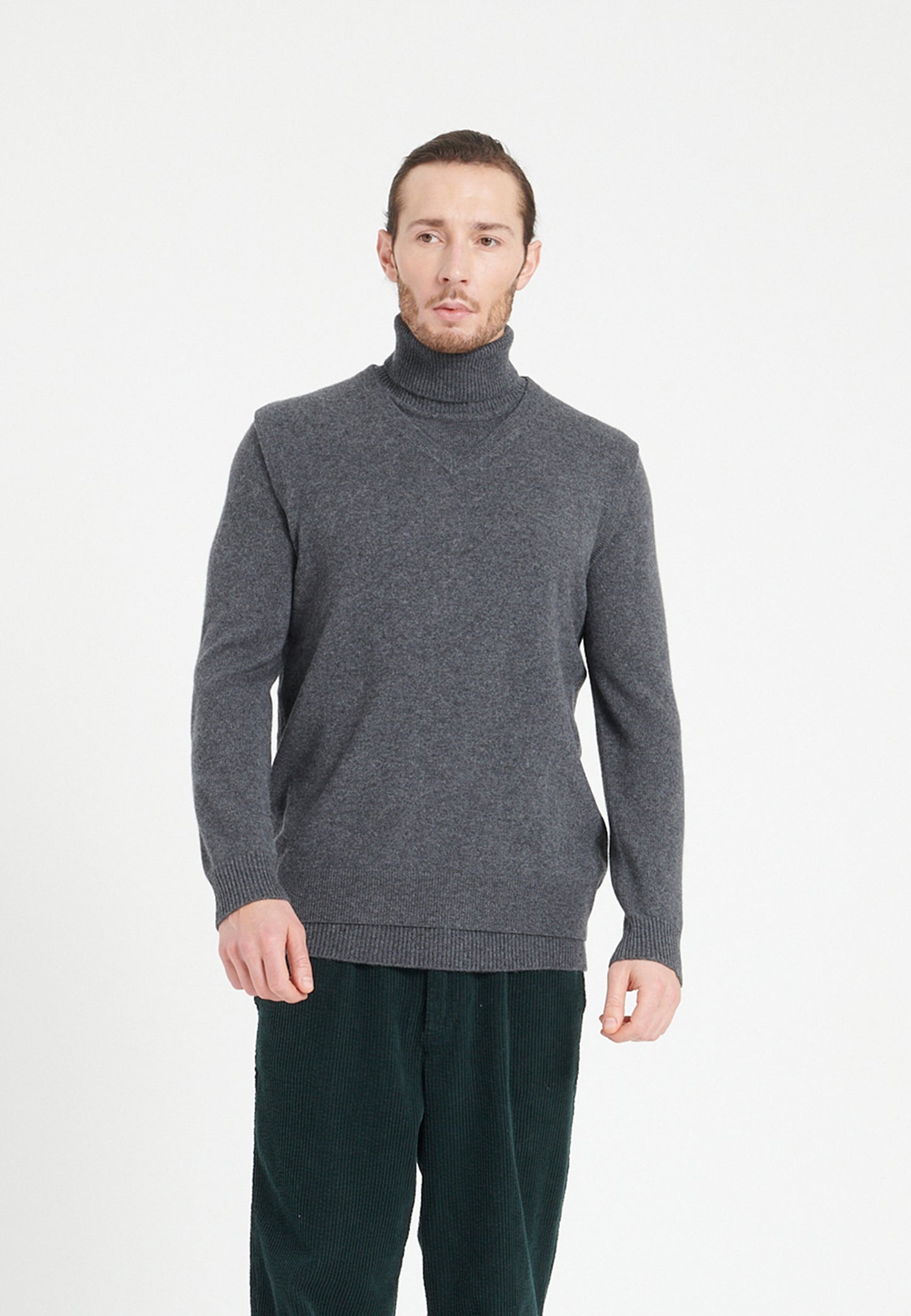 Ärmelloser Herrenpullover aus anthrazitfarbenem Kaschmir - LUKE 9