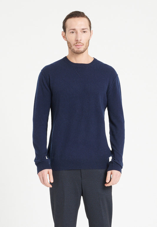 Pull col rond homme en cachemire bleu marine - LUKE 12