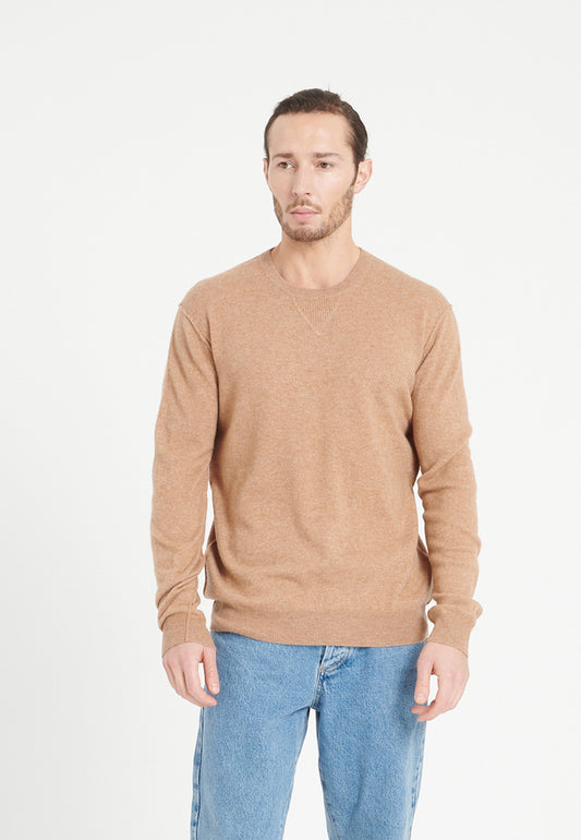Pull col rond homme en cachemire camel - LUKE 12