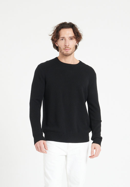Pull col rond homme en cachemire 4 fils noir - LUKE 14
