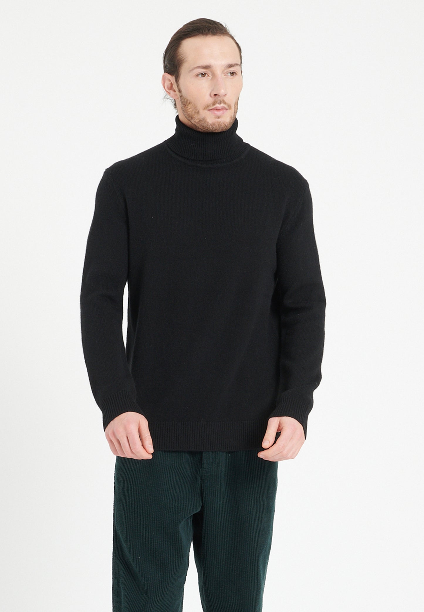 Schwarzer Rollkragenpullover aus 4-fädigem Kaschmir für Herren - LUKE 15