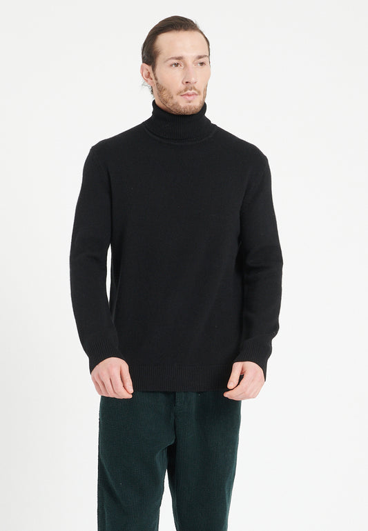 Pull col roulé homme en cachemire 4 fils noir - LUKE 15