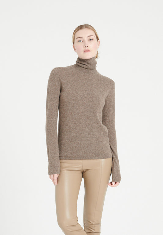 Pull col roulé femme en cachemire taupe - LILLY 3