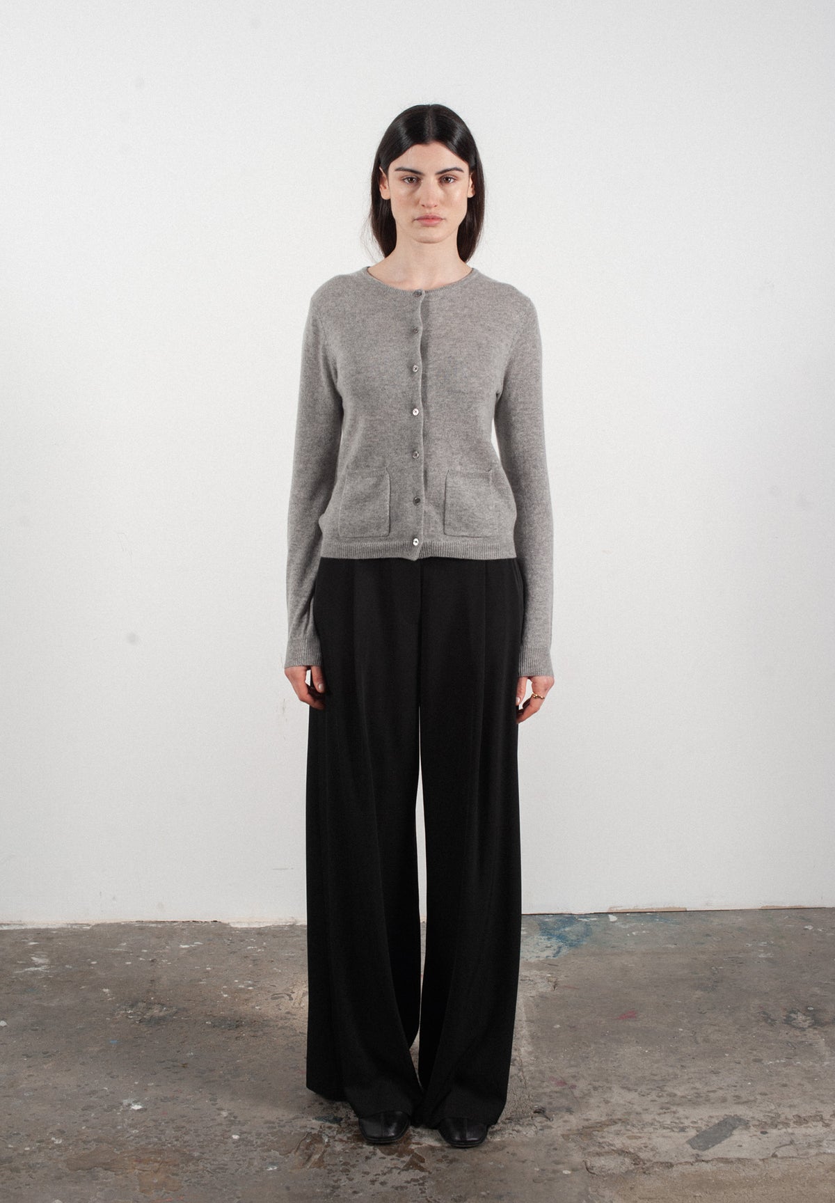 Cardigan col rond femme en cachemire gris clair - LILLY 4B