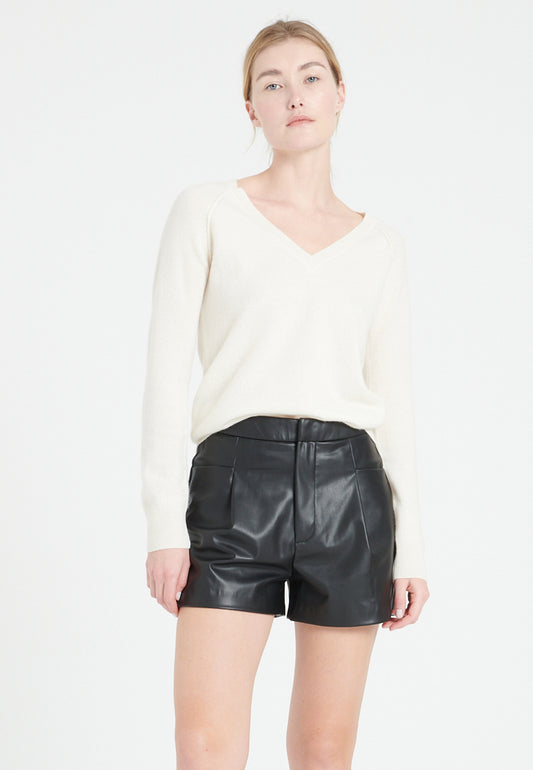 Pull col V femme en cachemire blanc écru - LILLY 6