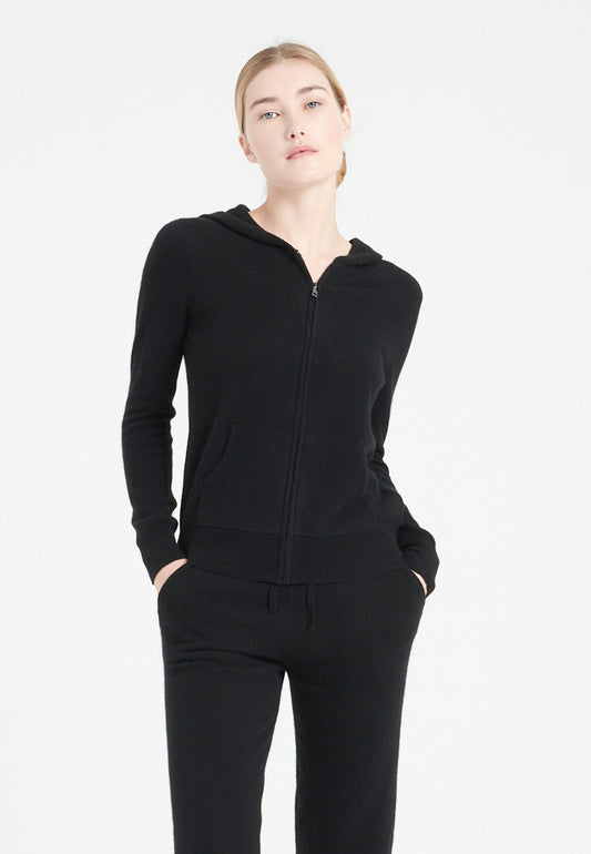 Sweat à capuche femme en cachemire noir - LILLY 8