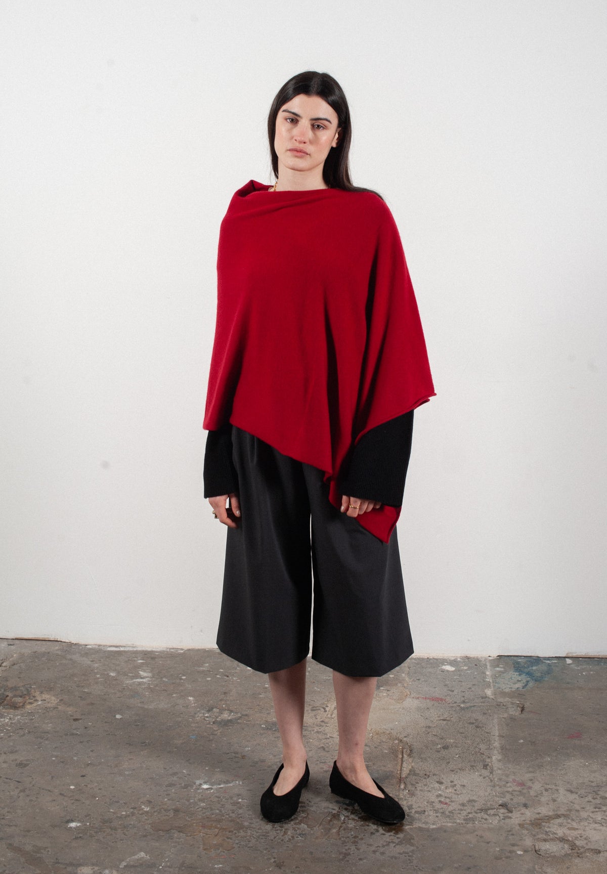 Poncho femme en cachemire rouge - LILLY 9
