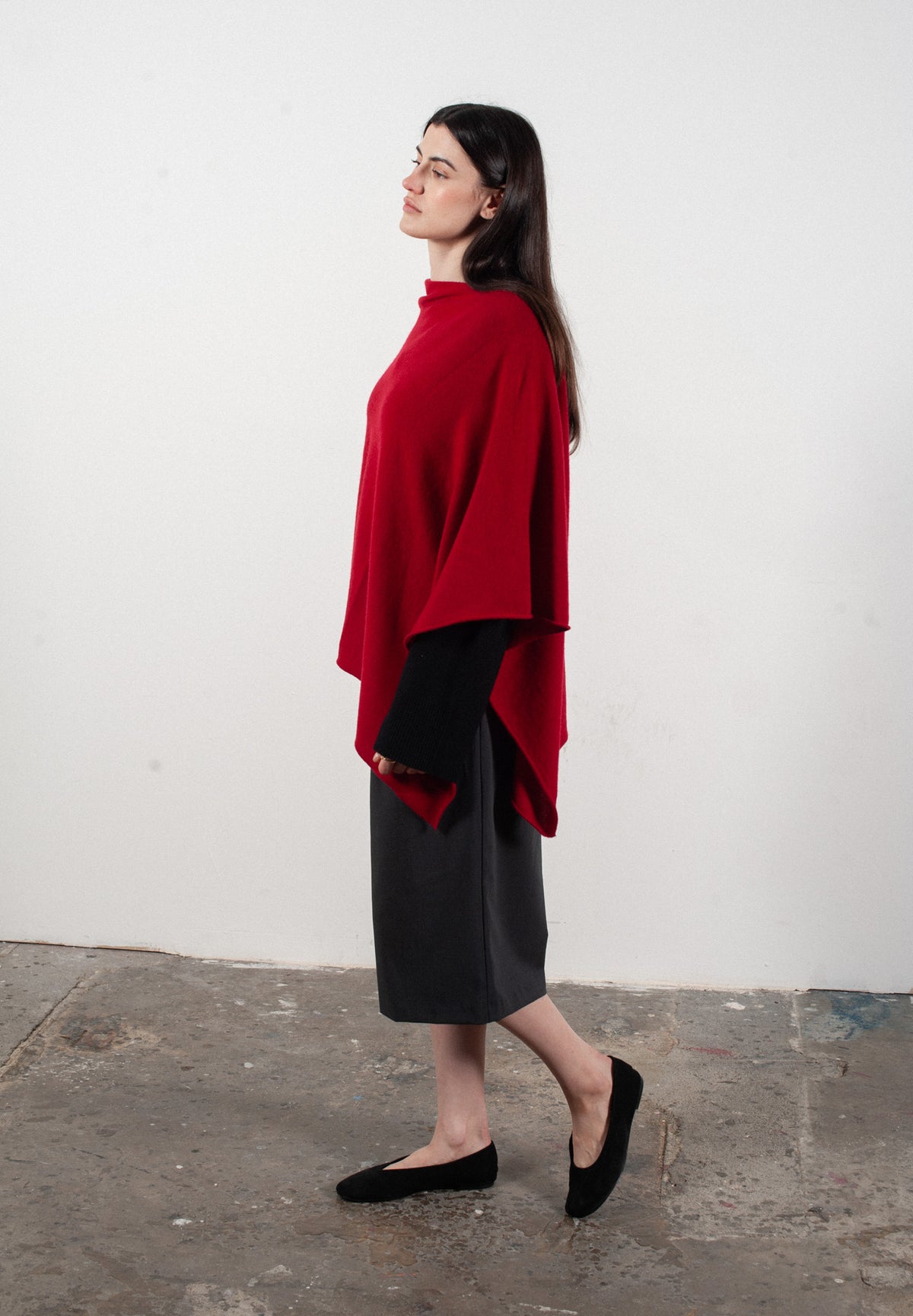 Poncho femme en cachemire rouge - LILLY 9