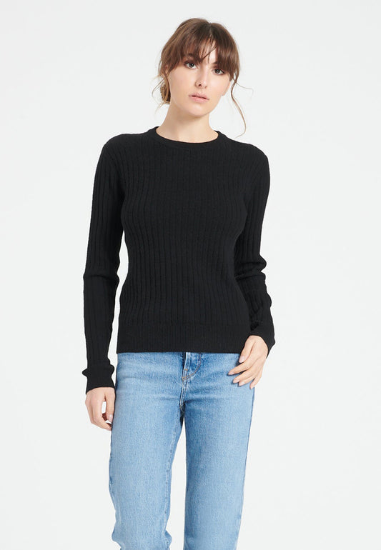 Women's black cashmere crew neck sweater - LILLY 16