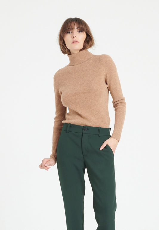 Women's camel cashmere turtleneck sweater - LILLY 17