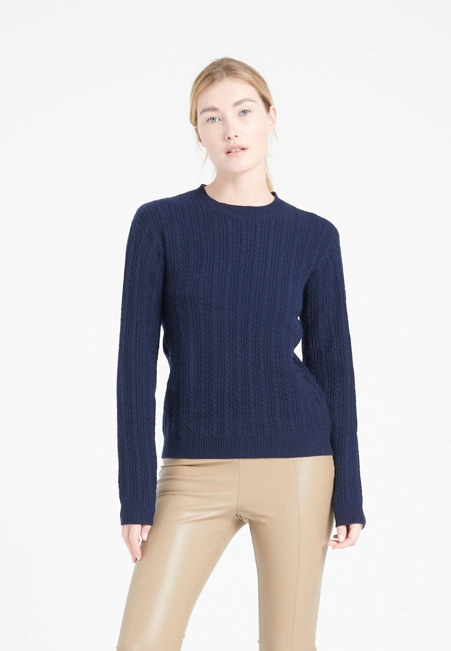 Women's navy blue 4-ply cashmere round-neck sweater - LILLY 29