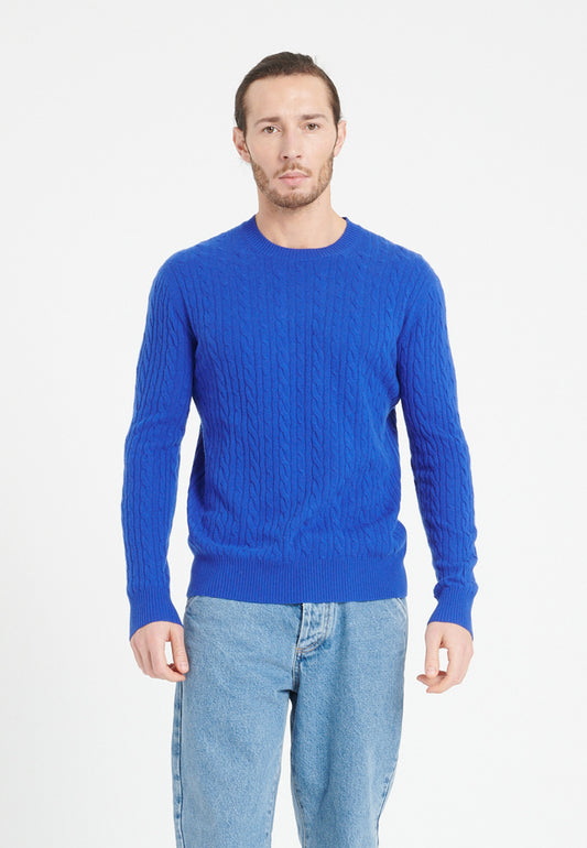Men's petrol blue cashmere crew neck sweater - ZACH 5