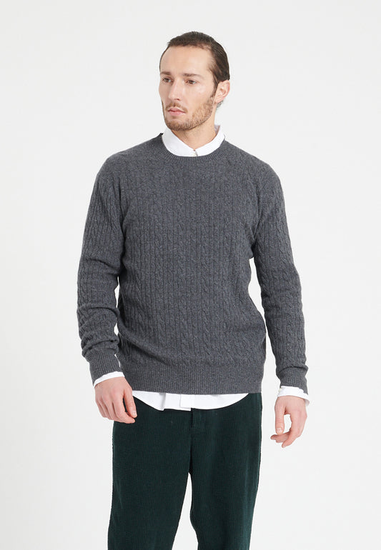 Pull col rond homme en cachemire gris anthracite - ZACH 5
