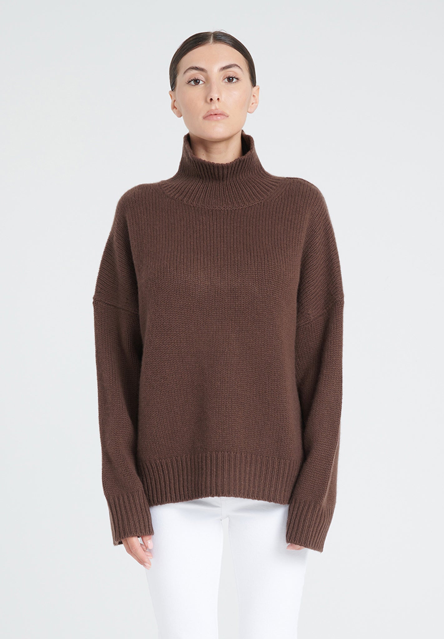 ZAYA 3 Brown 10-thread-count cashmere high-neck sweater