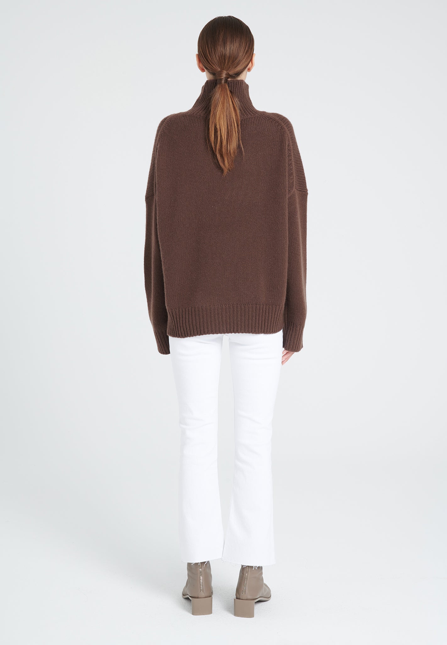 ZAYA 3 Brown 10-thread-count cashmere high-neck sweater
