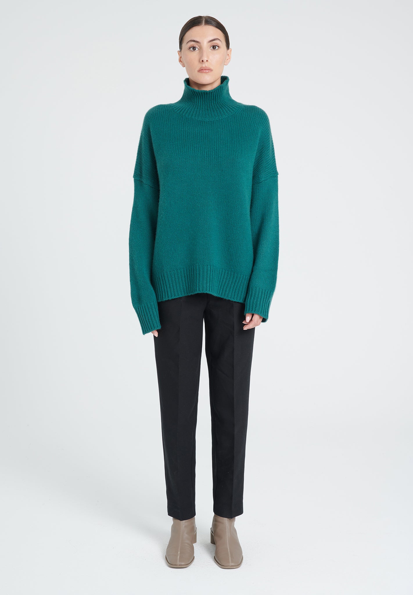 ZAYA 3 Dark green 10-thread-count cashmere high-neck sweater