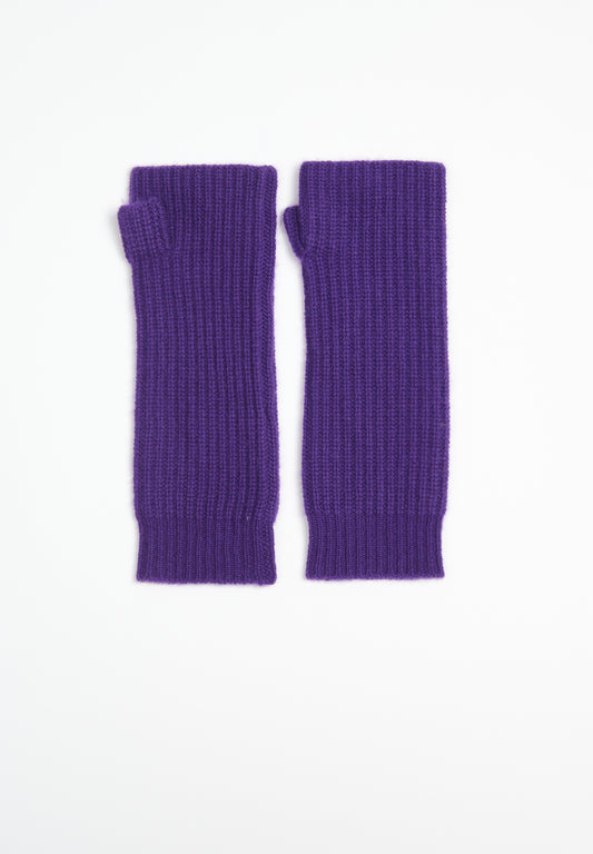 UNI 8 English rib knitted mittens in 4 thread cashmere purple
