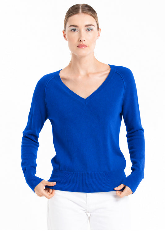 Pull col V femme en cachemire bleu pétrole - LILLY 6