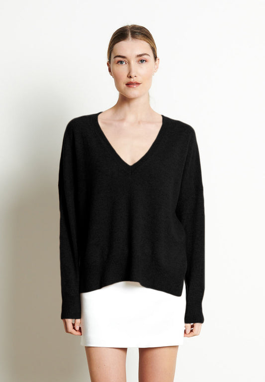 RIA 3 Pull col V profond oversize en noir