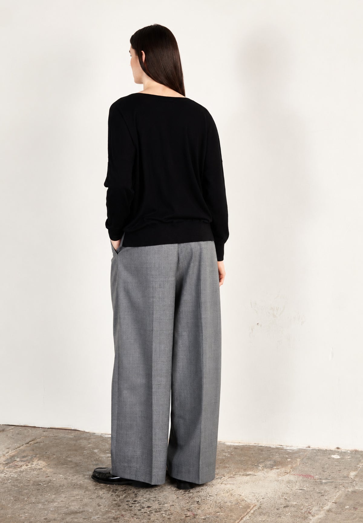 Pull col V femme en cachemire & laine ultrafin noir - KELLY 10