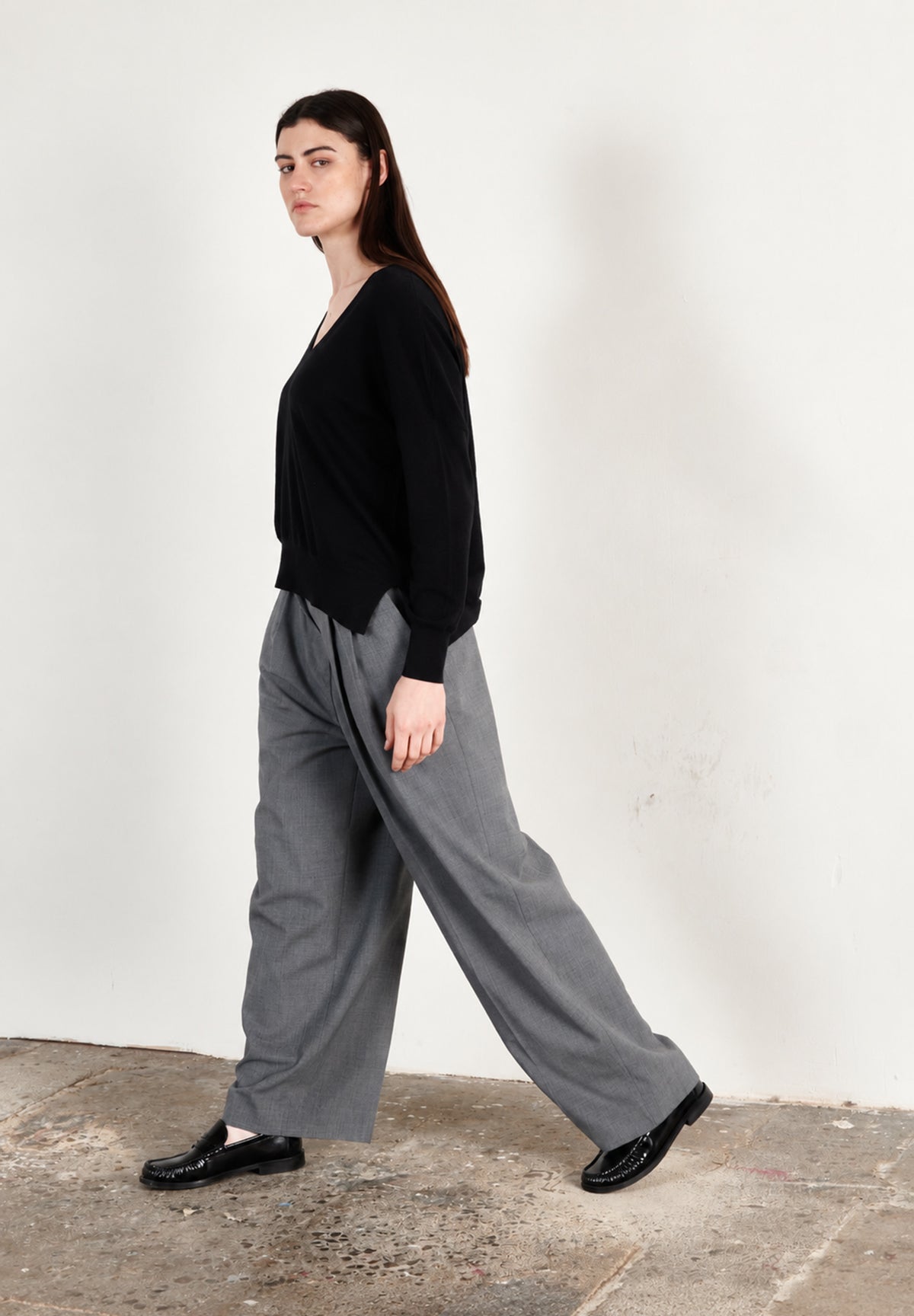 Pull col V femme en cachemire & laine ultrafin noir - KELLY 10