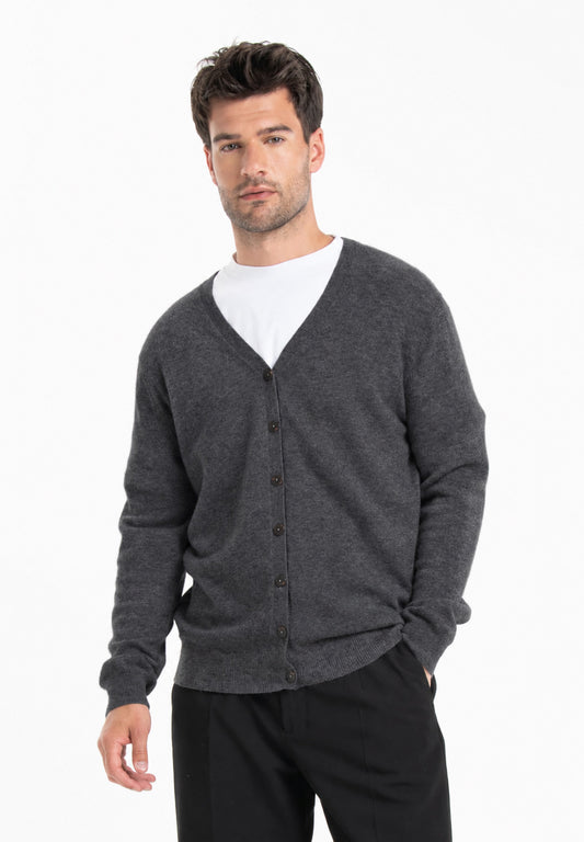 Cardigan col V homme en cachemire gris clair - GABI 6