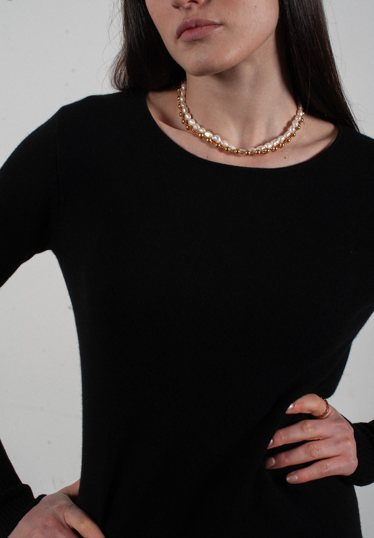Robe col rond femme en cachemire noir - LILLY 12 - Studio Cashmere8