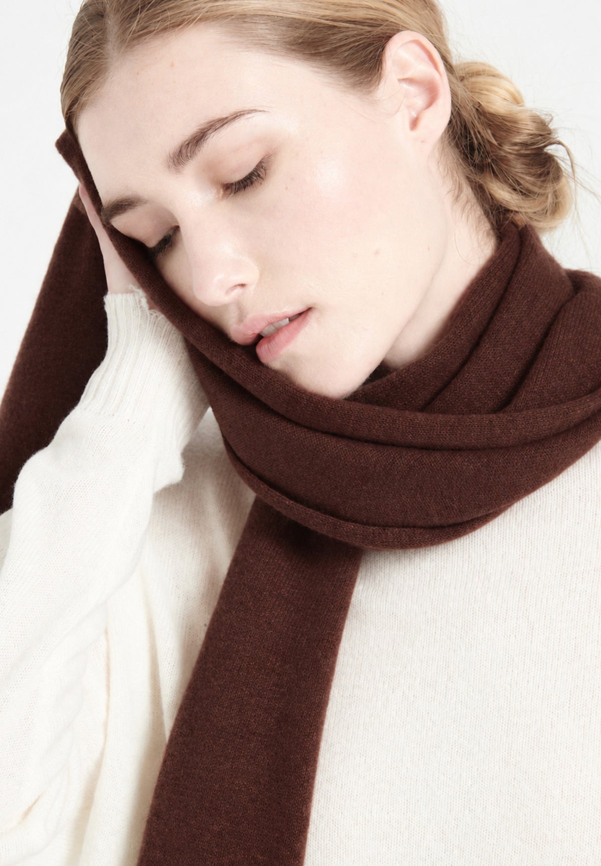 Écharpe unisex en cachemire marron - UNI 1
