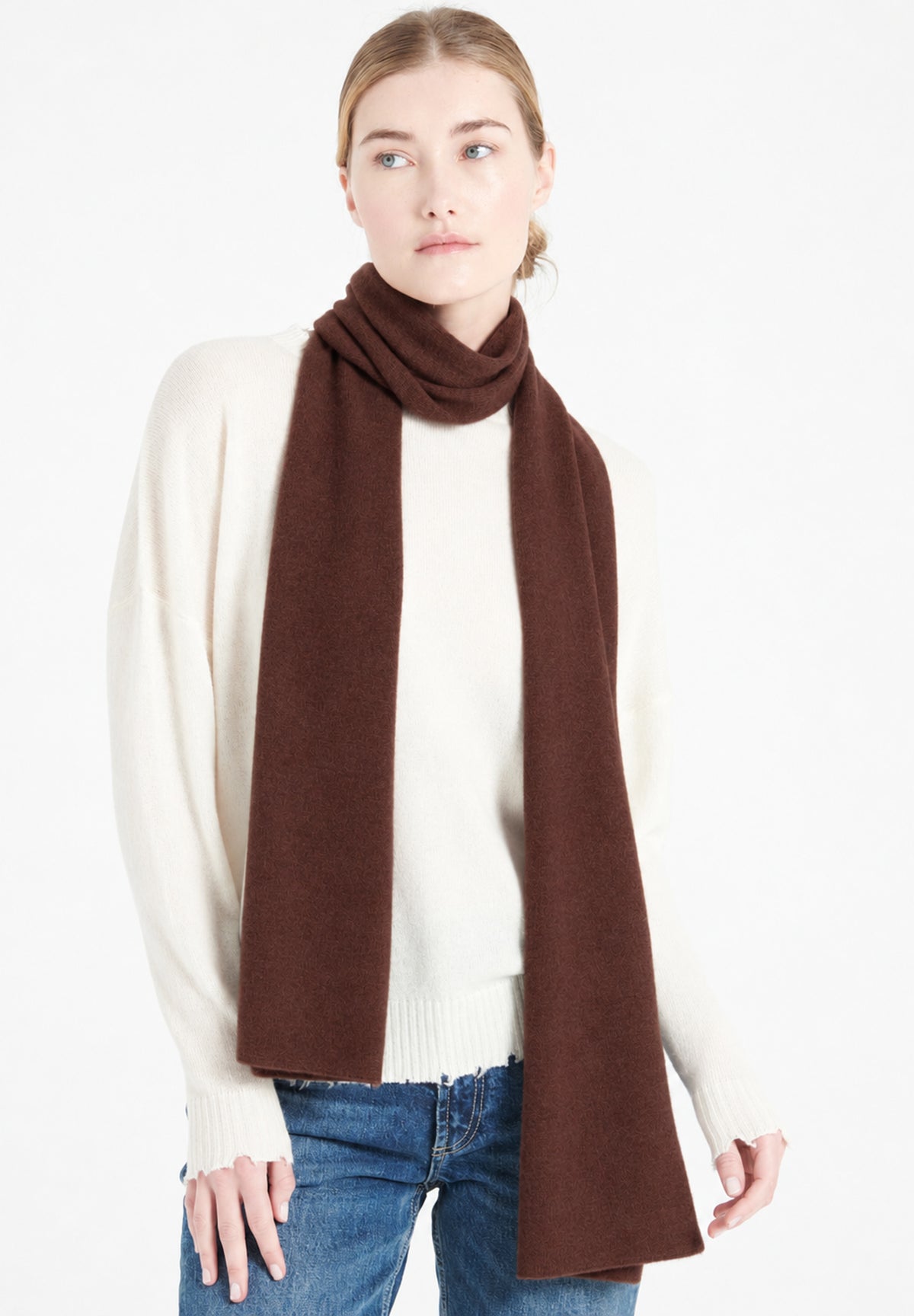 Écharpe unisex en cachemire marron - UNI 1