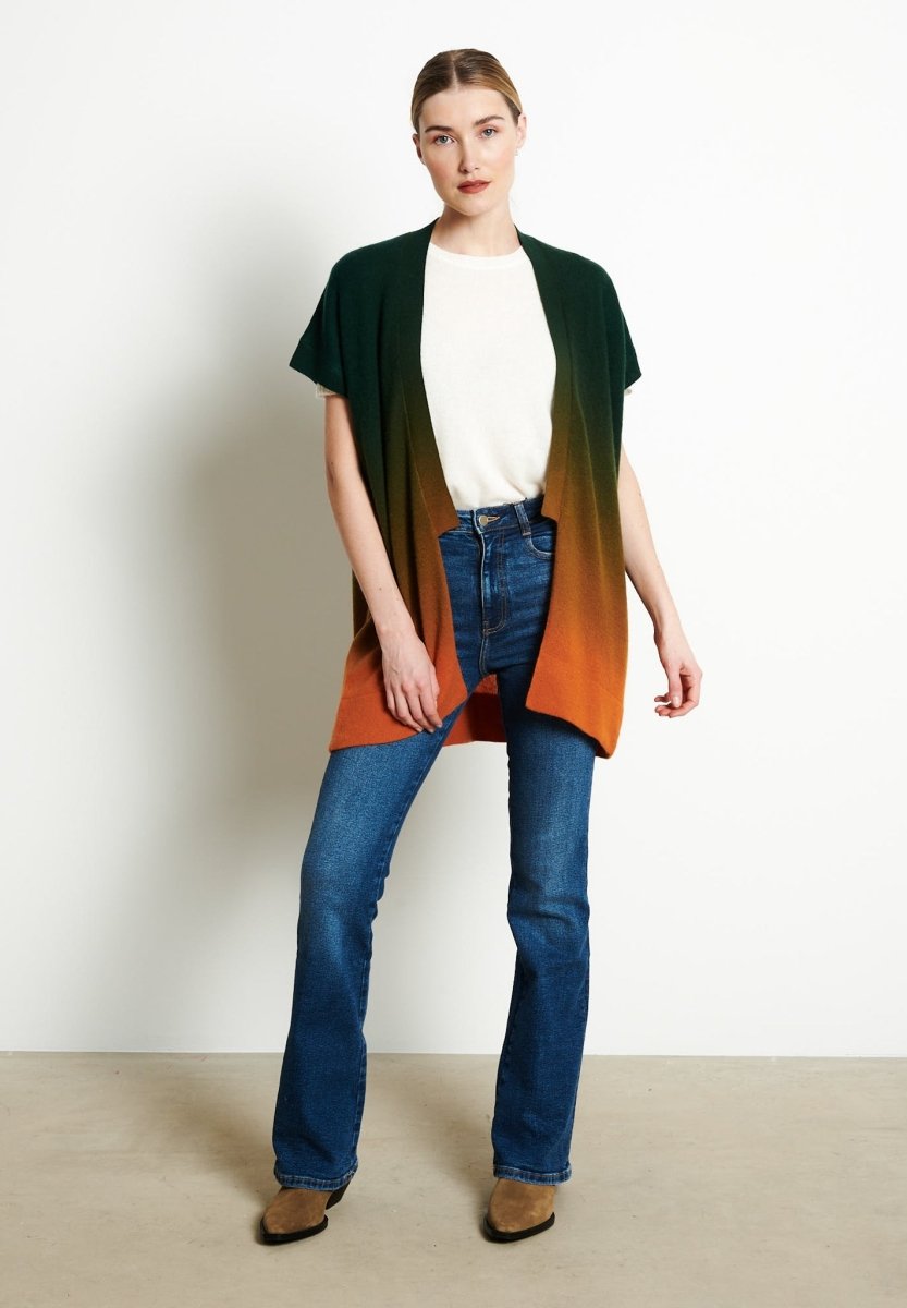 AVA 11 Kimono en cachemire tie & dye orange citrouille - Studio cashmere8