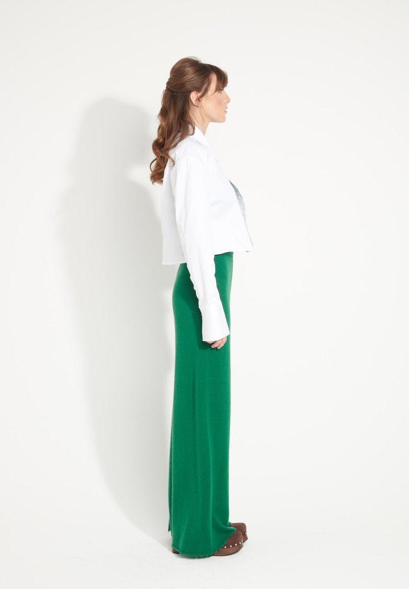 AVA 15 Pantalon en cachemire déjaugé à finitions ciselées vert émeraude - Studio cashmere8