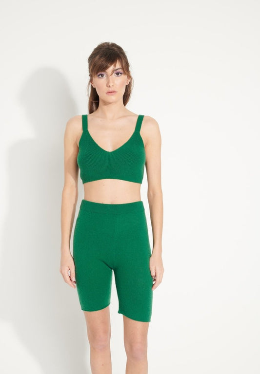 AVA 16 Short cycliste en cachemire déjaugé vert émeraude - Studio cashmere8