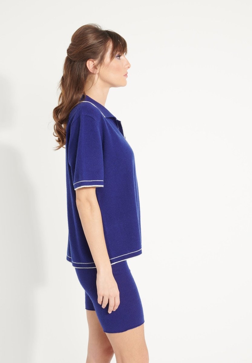 AVA 2 Chemisier en cachemire déjaugé oversize bleu nuit - Studio cashmere8